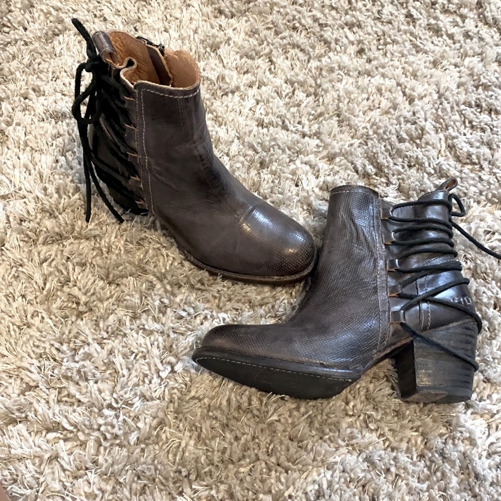 Bed|stu Blaire gray leather ankle boots